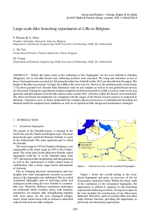 (PDF) Large-scale dike breaching experiments at Lillo in Belgium