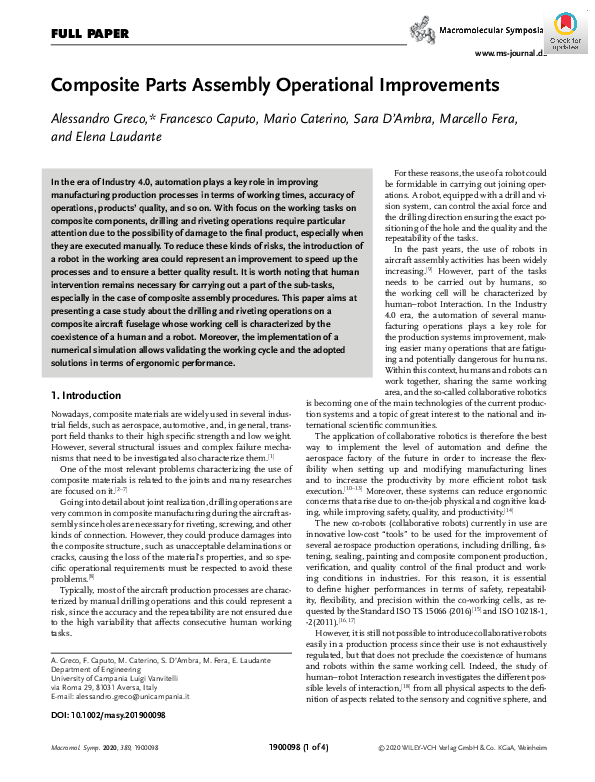 (PDF) Composite Parts Assembly Operational Improvements