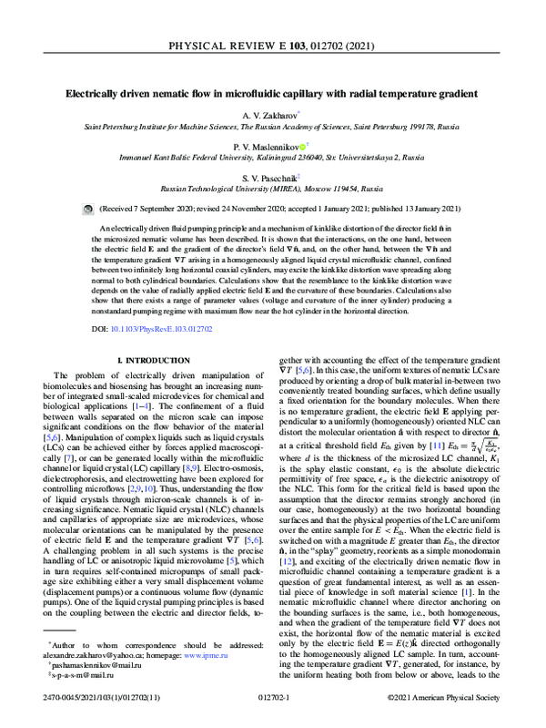 (PDF) Electrically driven nematic flow in microfluidic capillary with ...