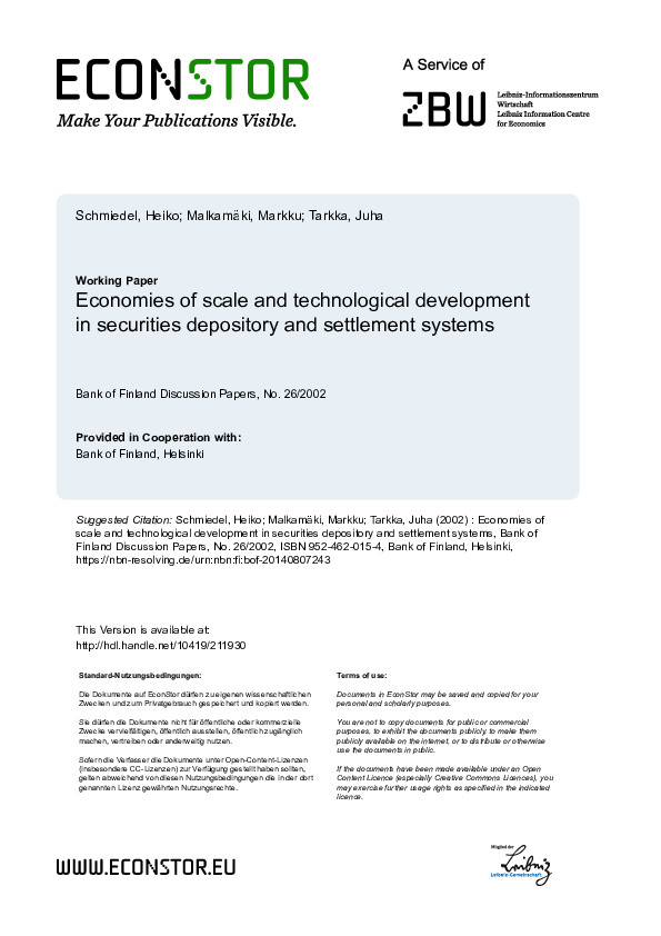(PDF) Economies of scale and technological development in securities ...