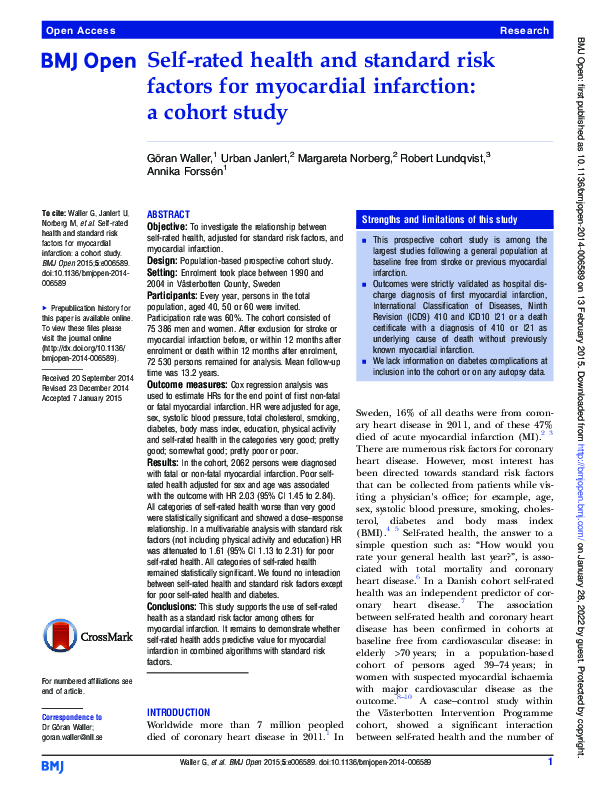 (PDF) Self-rated health and standard risk factors for myocardial ...