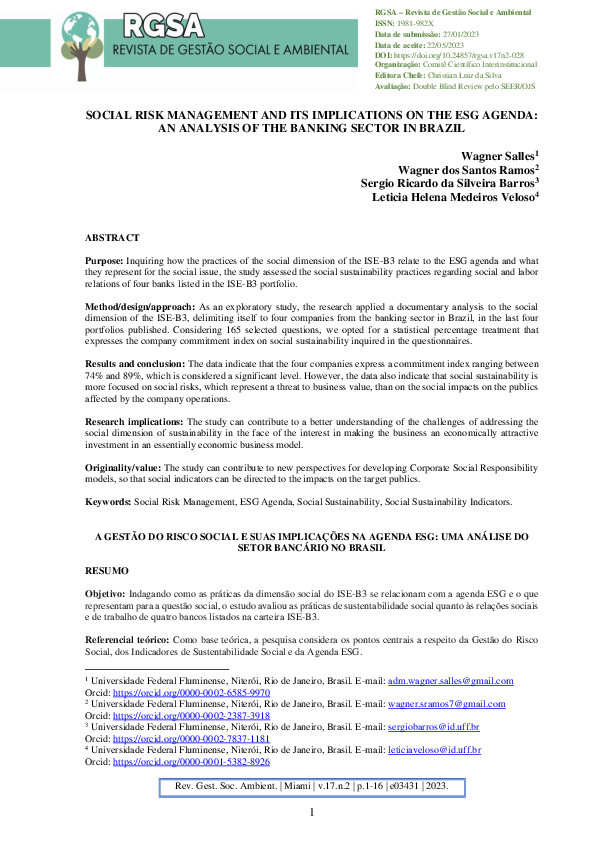 (PDF) Social Risk Management and its Implications on the ESG Agenda: An ...