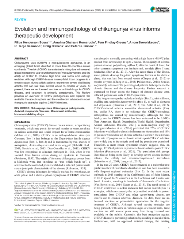 (PDF) Evolution and immunopathology of chikungunya virus informs ...