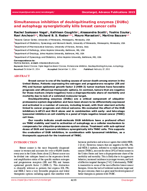 (PDF) Simultaneous inhibition of deubiquitinating enzymes (DUBs) and ...