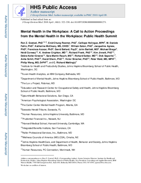 (PDF) Mental Health in the Workplace