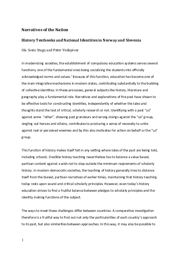 (DOC) Narratives of the Nation. History Textbooks and National ...