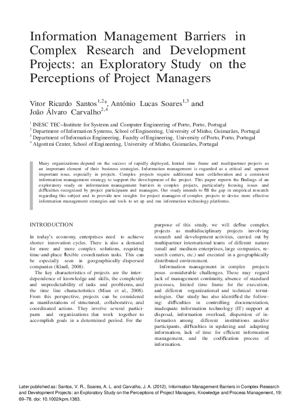 (PDF) Information Management Barriers in Complex Research and ...