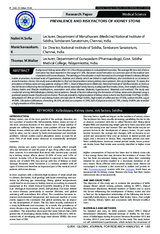 (PDF) Prevalence and Risk Factors of Kidney Stone