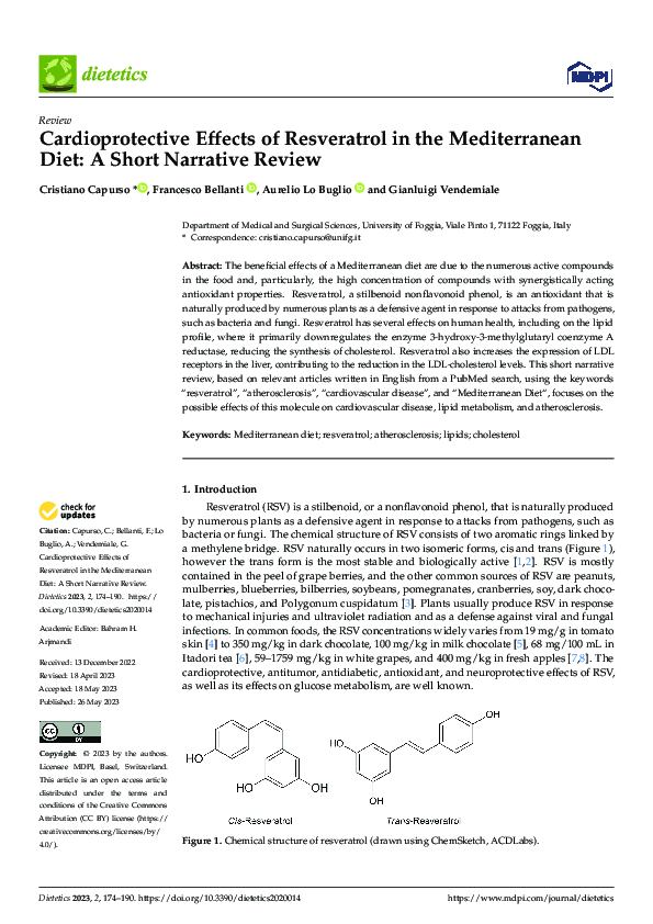 (PDF) Cardioprotective Effects of Resveratrol in the Mediterranean Diet ...