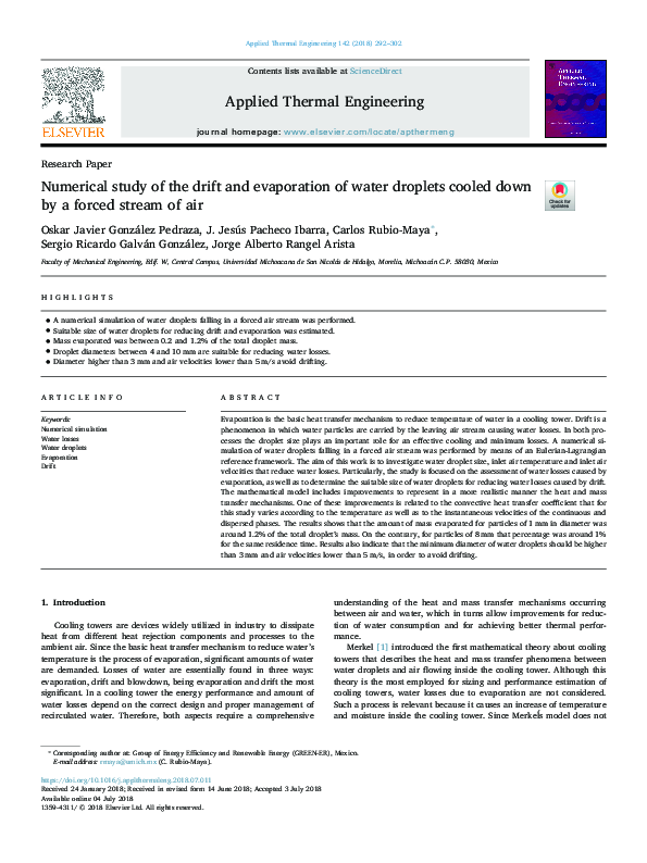 (PDF) Numerical study of the drift and evaporation of water droplets ...