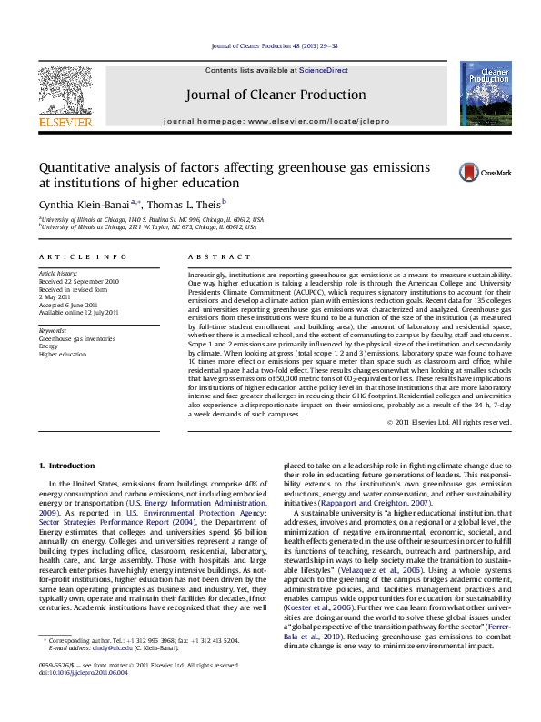 (PDF) Quantitative analysis of factors affecting greenhouse gas ...