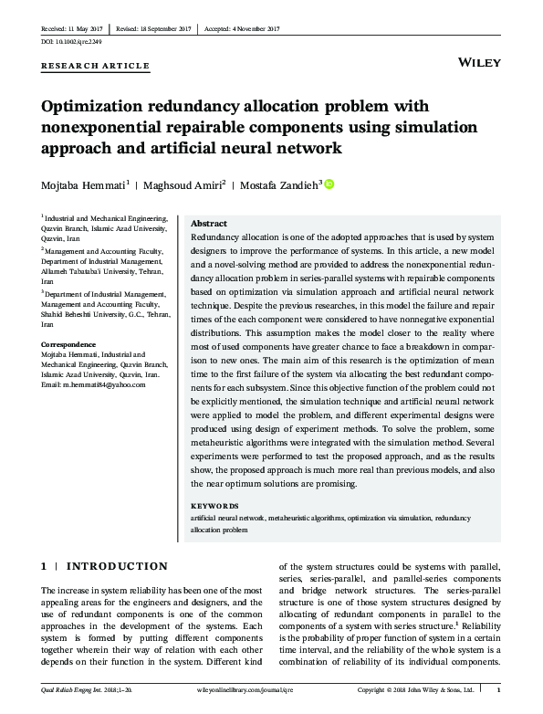 (PDF) Optimization redundancy allocation problem with nonexponential ...