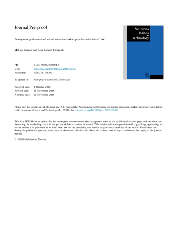(PDF) Aerodynamic performance of mutual interaction tandem propellers ...