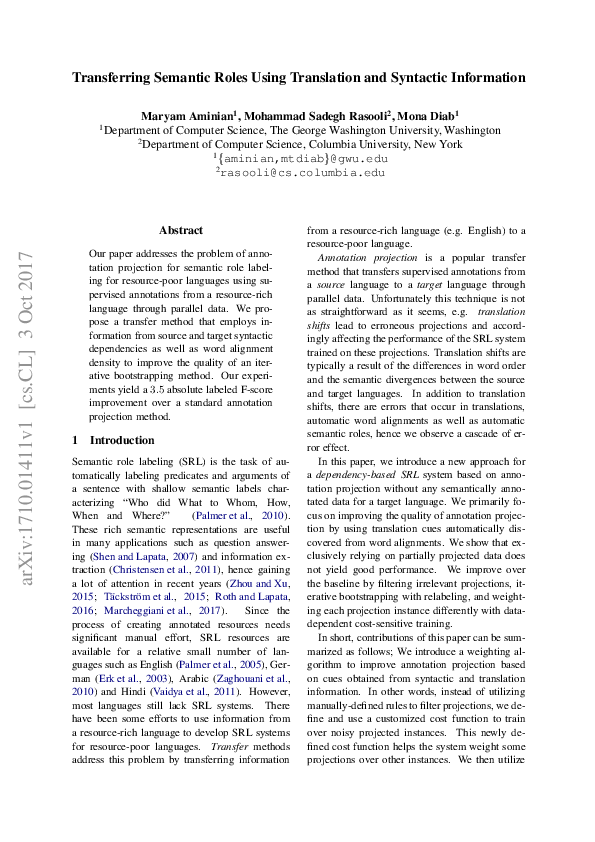 (PDF) Transferring Semantic Roles Using Translation and Syntactic ...