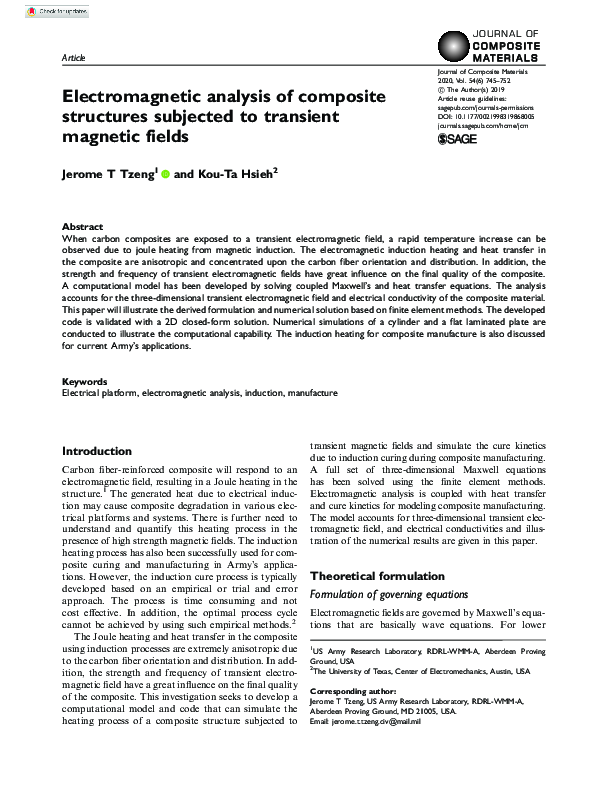 (PDF) Electromagnetic analysis of composite structures subjected to ...