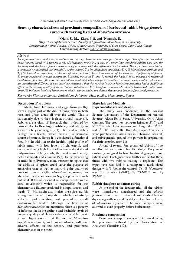 (PDF) Sensory characteristics and proximate composition of barbecued ...