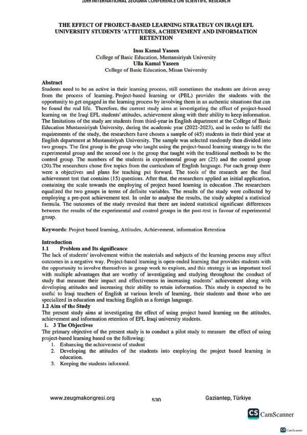 (PDF) The Effect of Project-Based Learning Strategy on Iraqi EFL ...