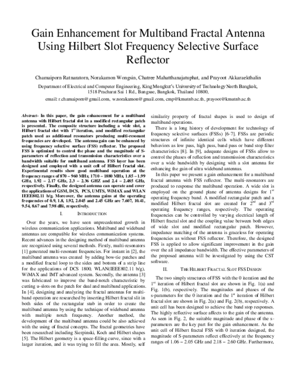 (PDF) Gain enhancement for multiband fractal antenna using hilbert slot ...