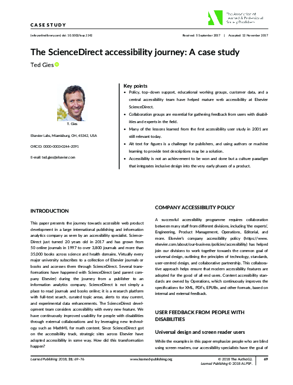 (PDF) The ScienceDirect accessibility journey: A case study