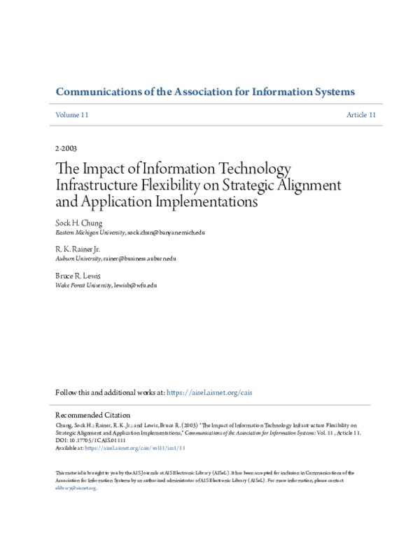 (PDF) The Impact of Information Technology Infrastructure Flexibility ...