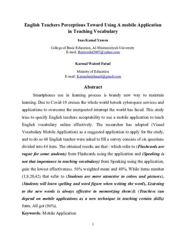 (DOC) English Teachers Perceptions Toward Using A mobile Application in ...