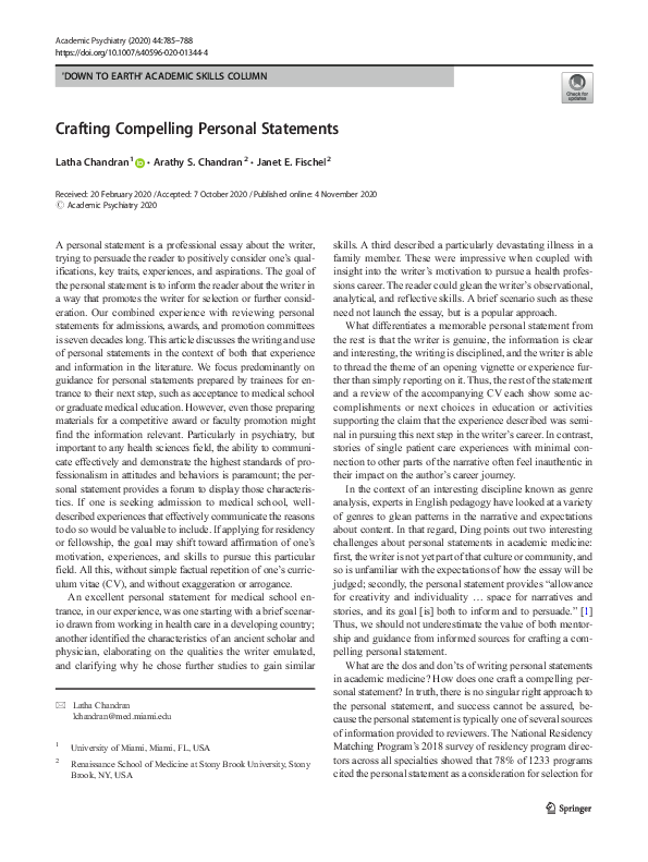 (PDF) Crafting Compelling Personal Statements