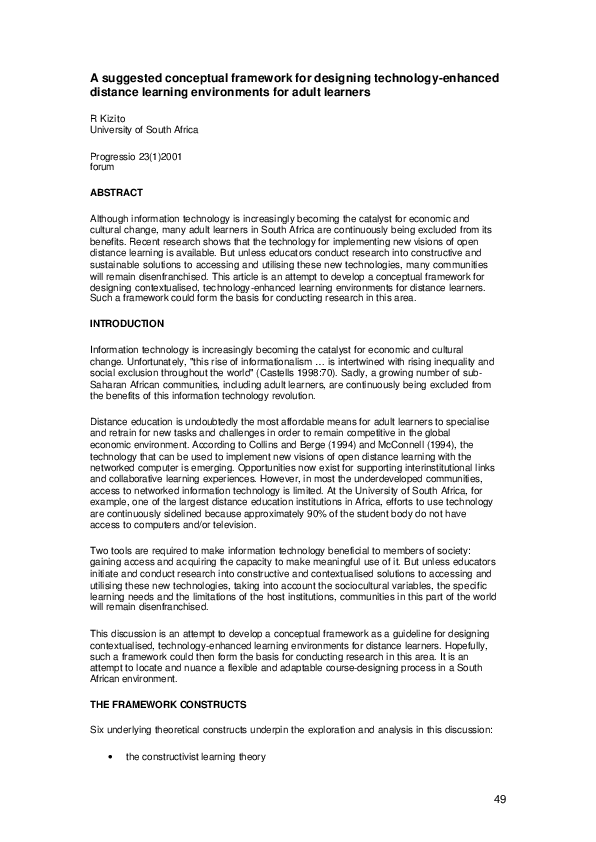 (PDF) A suggested conceptual framework for designing technology ...