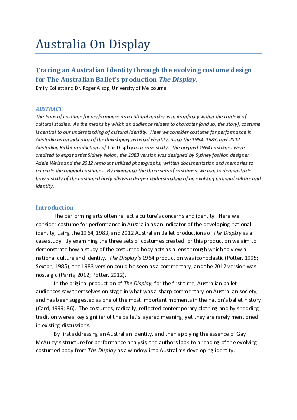 (PDF) Australia on display: Tracing an Australian identity through the ...