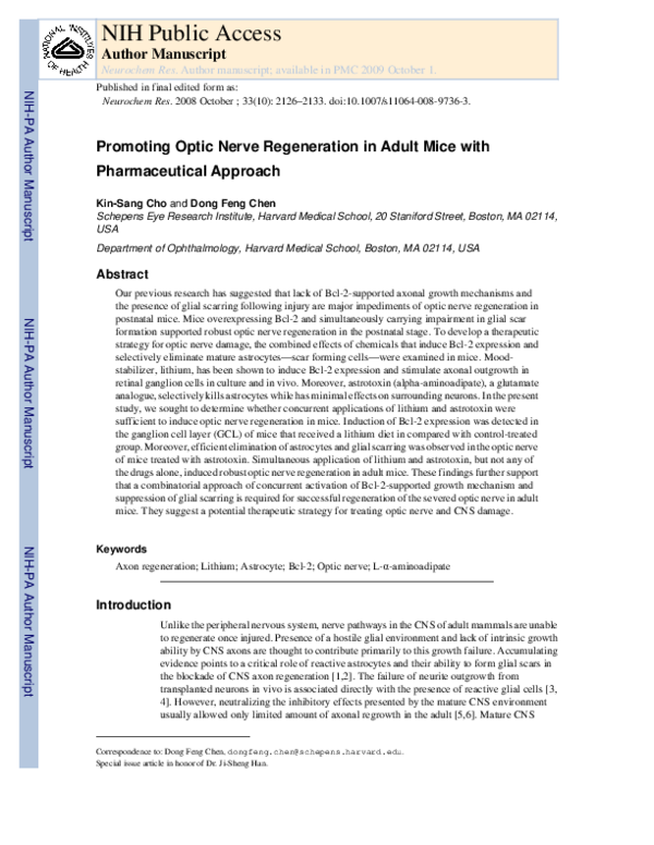 (PDF) Promoting Optic Nerve Regeneration in Adult Mice with ...
