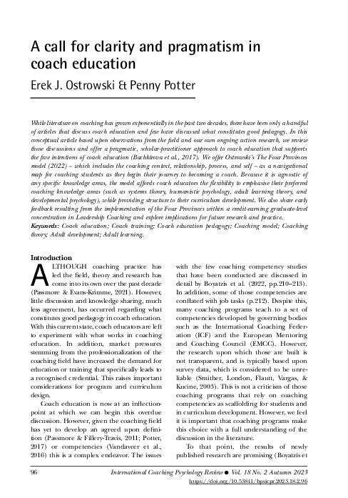 (PDF) A call for clarity and pragmatism in coach education