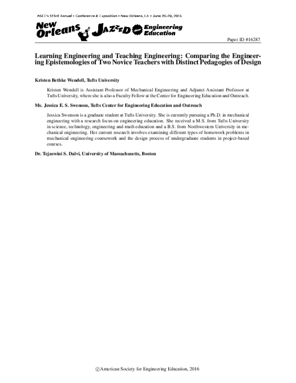 (PDF) Learning Engineering and Teaching Engineering: Comparing the ...