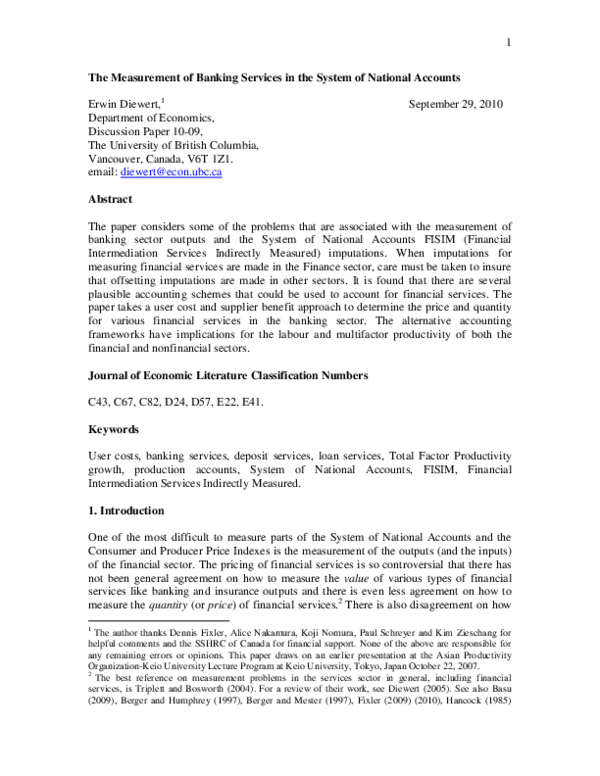 (PDF) The Measurement of Banking Services in the System of National ...