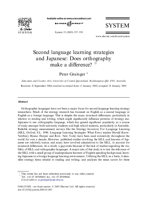 (PDF) Second language learning strategies and Japanese: Does ...