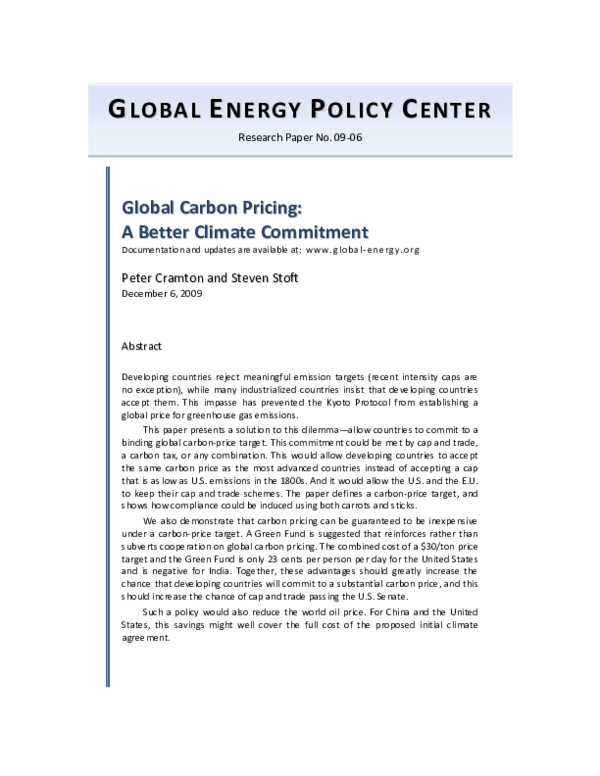 (PDF) Global Carbon Pricing: A Better Climate Commitment