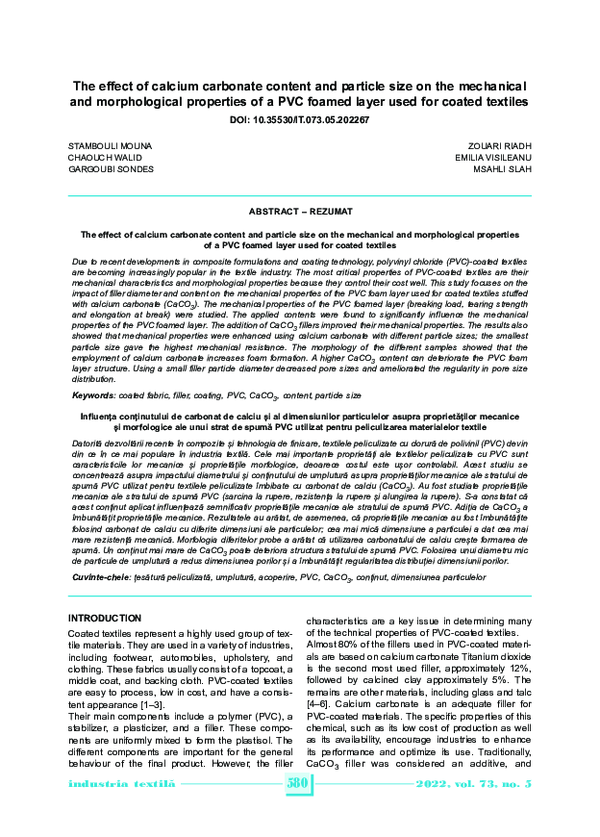 (PDF) The effect of calcium carbonate content and particle size on the ...
