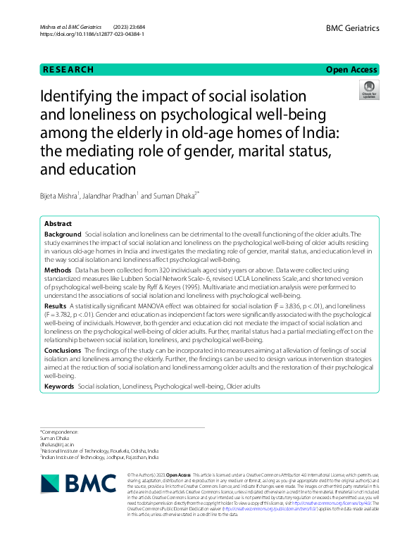 (PDF) Identifying the impact of social isolation and loneliness on ...
