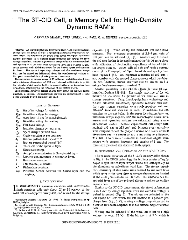 (PDF) The 3T-CID cell, a memory cell for high-density dynamic RAM's