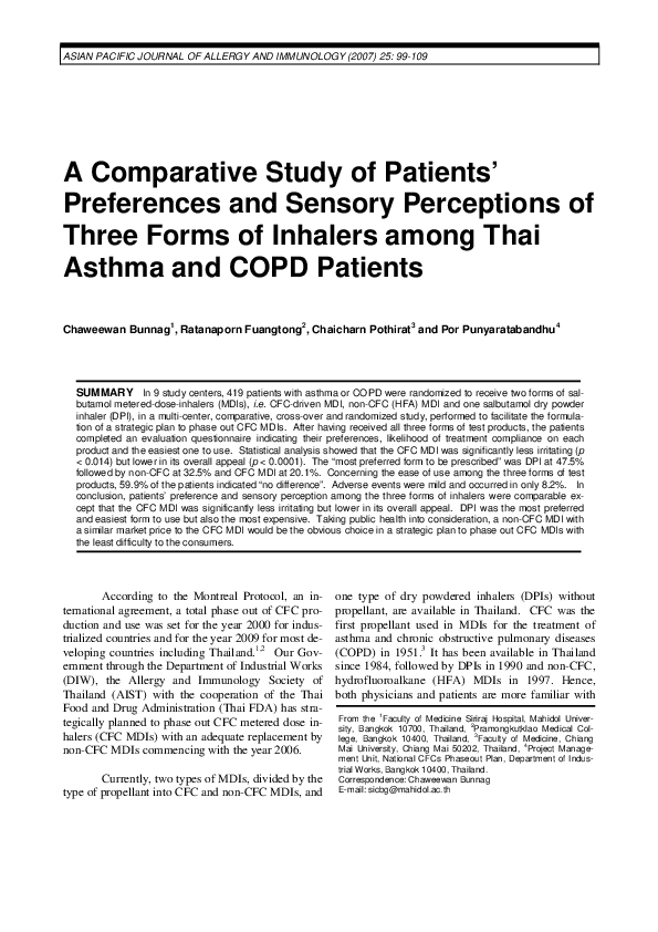 (PDF) A comparative study of patients' preferences and sensory ...