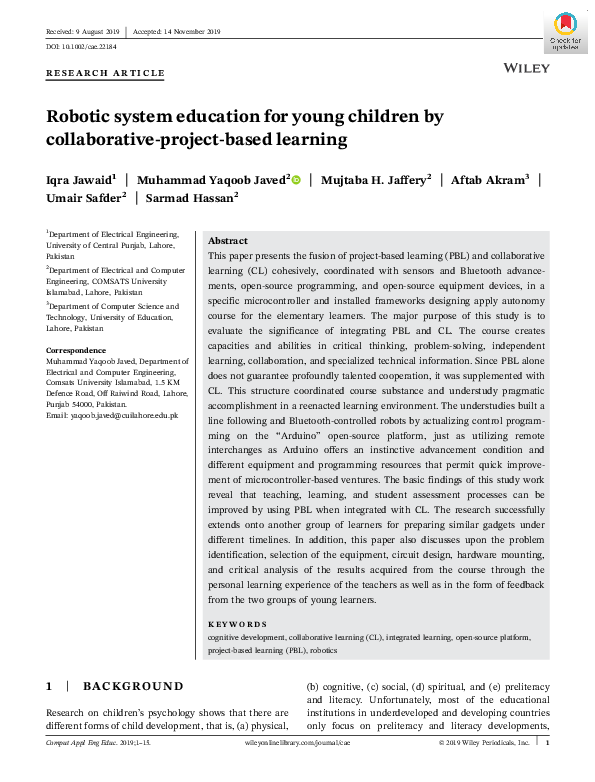 (PDF) Robotic system education for young children by collaborative ...