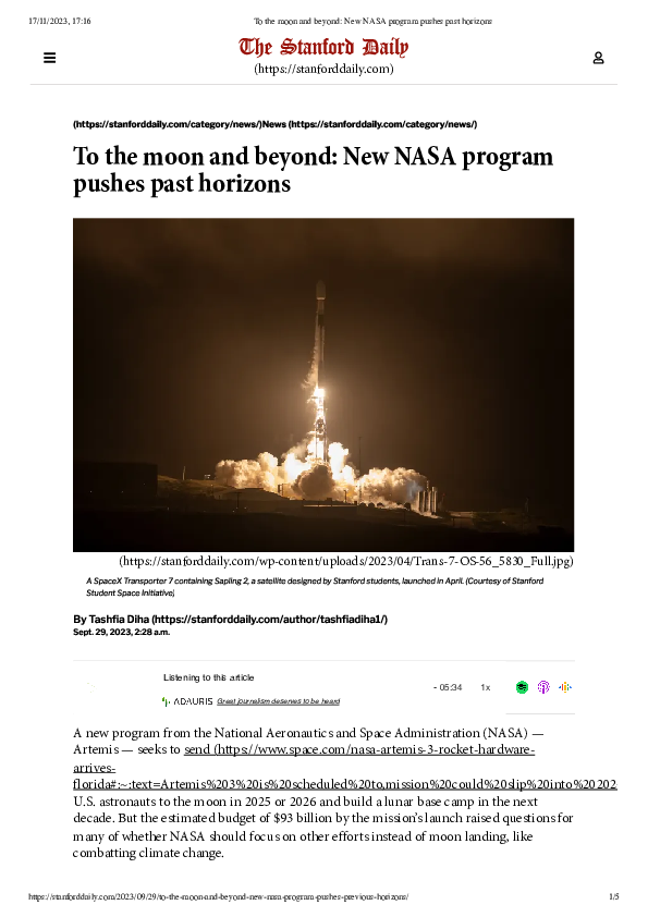 (PDF) To the moon and beyond: New NASA program pushes past horizons