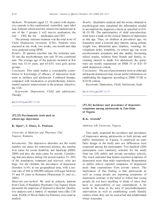 (PDF) Incidence and prevalence of depressive symptoms among adolescents ...