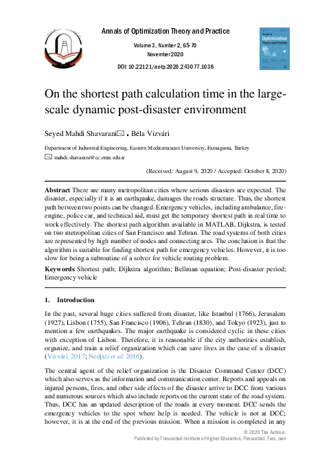 (PDF) On the shortest path calculation time in the large-scale dynamic ...