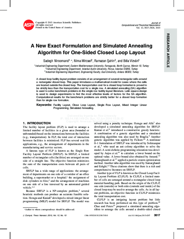 (PDF) A New Exact Formulation and Simulated Annealing Algorithm for One ...