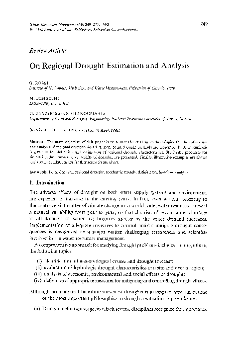 (PDF) On regional drought estimation and analysis