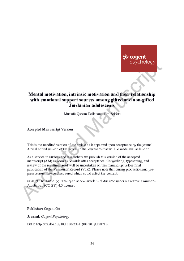 (PDF) Mental motivation, intrinsic motivation and their relationship ...