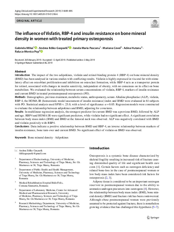 (PDF) The influence of Visfatin, RBP-4 and insulin resistance on bone ...