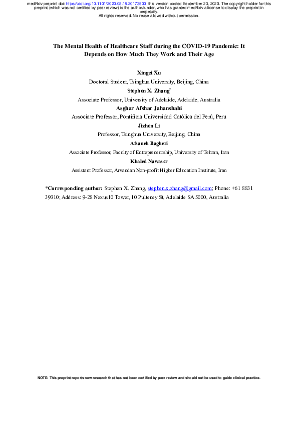 (PDF) The Mental Health of Healthcare Staff during the COVID-19 ...