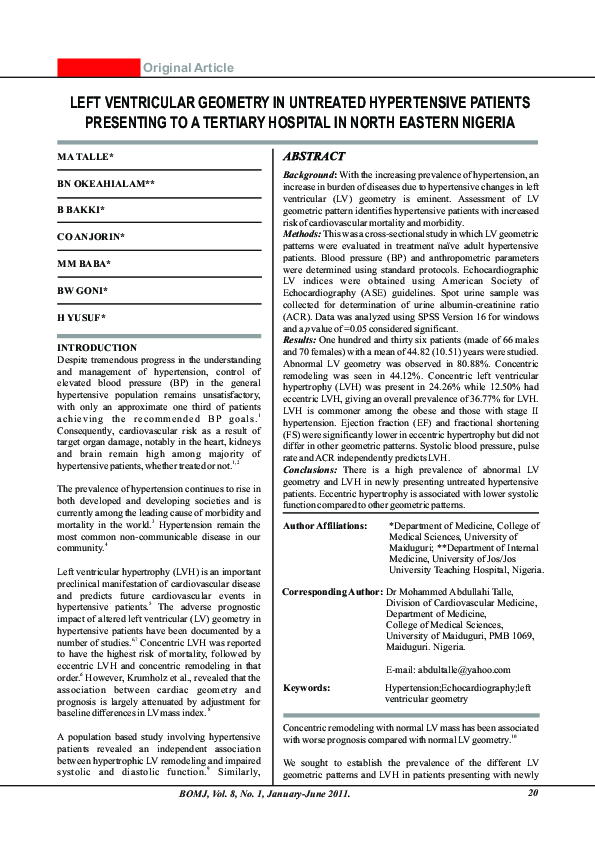 (PDF) Left Ventricular Geometry in Untreated Hypertensive Patients ...