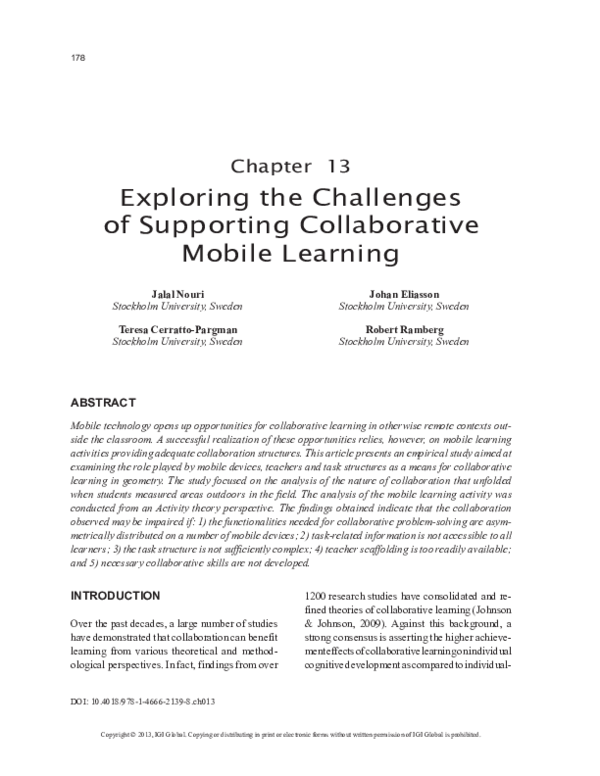 (PDF) Exploring the Challenges of Supporting Collaborative Mobile