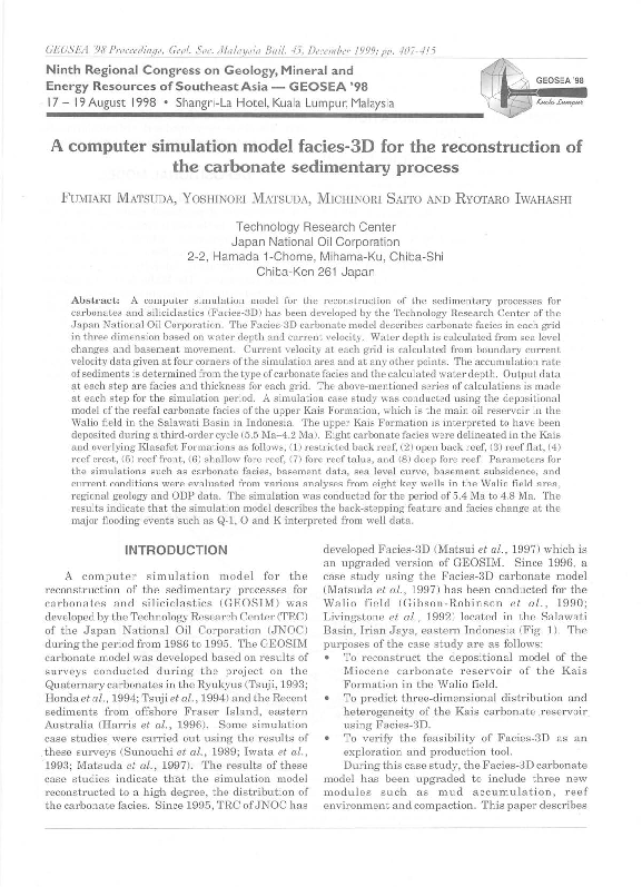 (PDF) A computer simulation model facies-3D for the reconstruction of ...